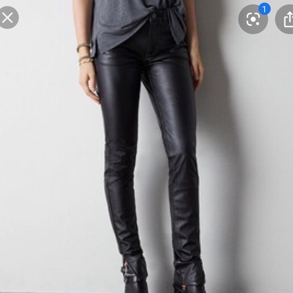 American Eagle Outfitters Pants - American eagle black faux leather hi rise jegging